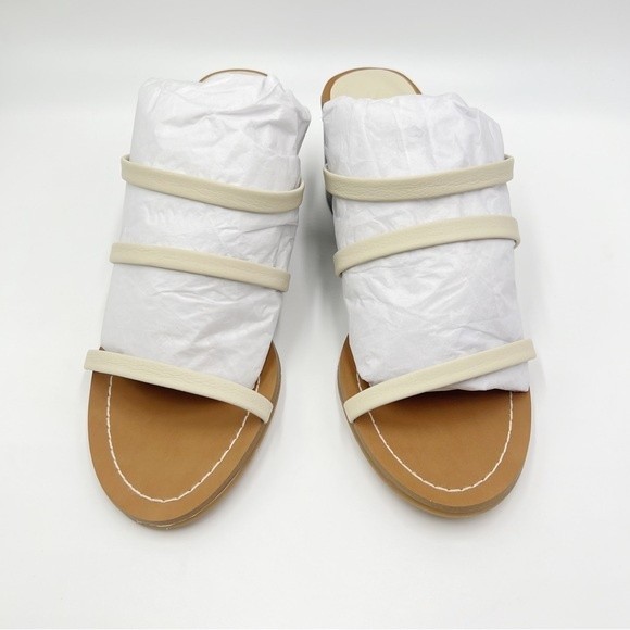 Splendid Womens Size 8.5 Eggshell White Cream Leather Block Heel Sandals Shoes - Picture 3 of 14